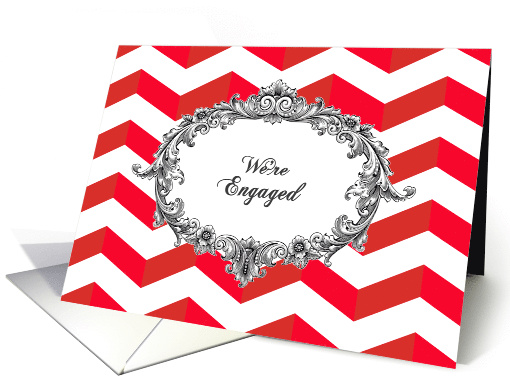 Engagement Announcement, chevrons, vintage frame card (1097718)