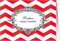 Wedding Invitation, Spanish, chevrons, antique frame card