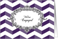 Engagement Announcement, chevrons, violet, vintage frame card
