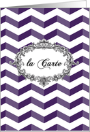 Wedding Menu card, French, Chevrons, Purple, antique frame card