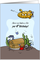 4th Birthday - Pirates with Underwater Treasure Chest