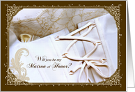 Wedding Request for Matron of Honor - Wedding Dress Closeup card