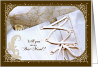 Wedding Request for Best Maid - Wedding Dress Closeup card