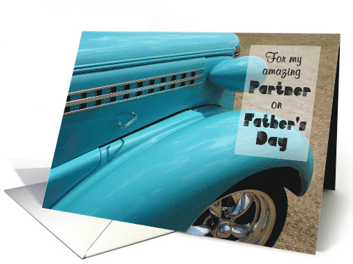 Father's Day, for my Partner, Hot Rod, humorous card (1378808)