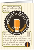 Birthday Beer card, Funny, Necktie card