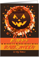 Halloween Pumpkin, for Fiance, Grungy Funny Well-lit Cheers card