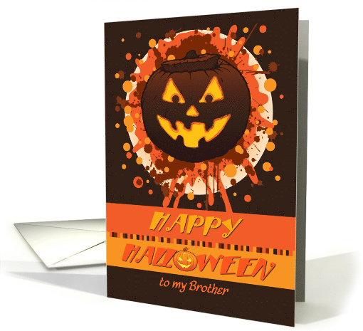 Halloween Pumpkin for Brother, Grunge Funny Well-lit Cheers card