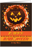 Halloween Pumpkin for Niece, Grunge Funny Well-lit Cheers card