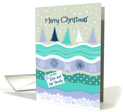 Christmas for Sister & Family, Fir Trees Snowflakes... (1402202)