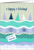 Happy Holidays for Postman Fir Trees Snowflakes Scrapbooking Look card