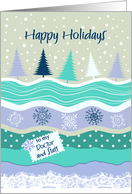 Happy Holidays for Doctor & Staff, Fir Trees Snowflakes Scrapbook Look card