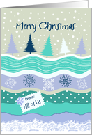 Christmas from All of Us - Fir Trees, Snowflakes, Scrapbooking Look card