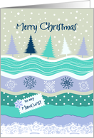 Christmas for Manicurist, Fir Trees Snowflakes, Scrapbooking Look card