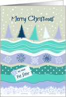 Christmas for Our Pet Sitter, Fir Trees Snowflakes Scrapbooking Look card