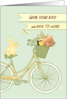 Bike to Work Day, Retro Bicycle Rabbit Briefcase, May 15, 2020 card