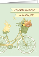 Congratulations on New Job, Retro Bicycle, Rabbit, Briefcase card