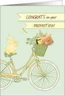 Congrats on Promotion, Retro Bicycle, Rabbit, Briefcase card