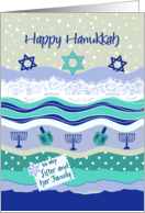 Hanukkah, for Sister and Family, Menorah, Dreidels, Scrapbooking Look card