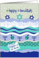 Hanukkah for Nephew & Family, Dreidels, Menorahs, Scrapbooking Look card