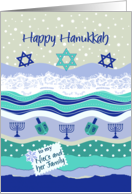 Hanukkah for Niece & Family, Dreidel Menorah Lace Scrapbooking Look card