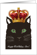 Birthday for Son, Cat wears Ornate Crown, Good to be King, Funny card