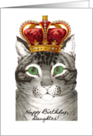 Birthday for Daughter, Tabby Cat wears Fancy Crown card