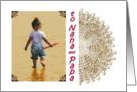 To Nana and Papa, Grandparents Day - toddler on beach, vintage doily card