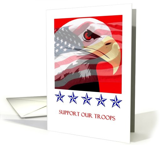 Support our Troops - eagle, flag, military stars card (676615)