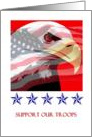 Support our Troops - eagle, flag, military stars card