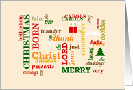 Merry Christmas, word jumble, religious card