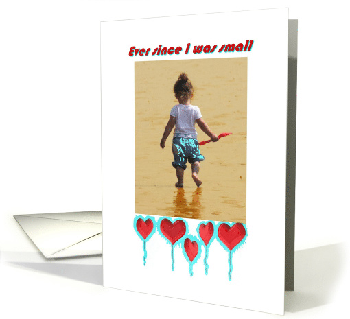Valentine's Day for Partner - Child on Beach / Heart Balloons card