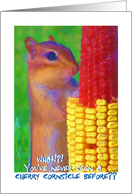 Birthday, chipmunk, corn cob, humor card