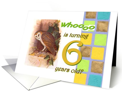 Happy Birthday, Who is turning six?, Barn Owl card (749024)