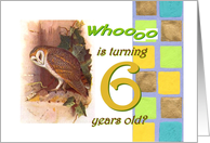 Happy Birthday, Who is turning six?, Barn Owl card
