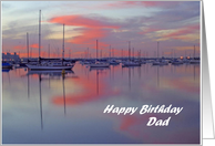 Happy Birthday, Dad, sailboats at sunset card