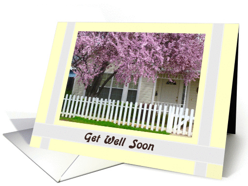Get Well Soon, pink Blossoms, Picket Fence card (758591)