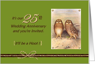 Wedding Anniversary, 25th, invitation, two owls card