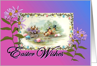 Happy Easter, vintage chicks, rabbits card