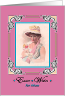 Easter Wishes for Mom Pretty Vintage Woman in Bonnet with Poem card