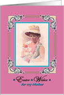 Easter Wishes for Mother Vintage Pretty Woman in Bonnet card