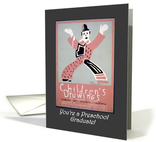 Graduation, preschool, children's drawing card (801065)