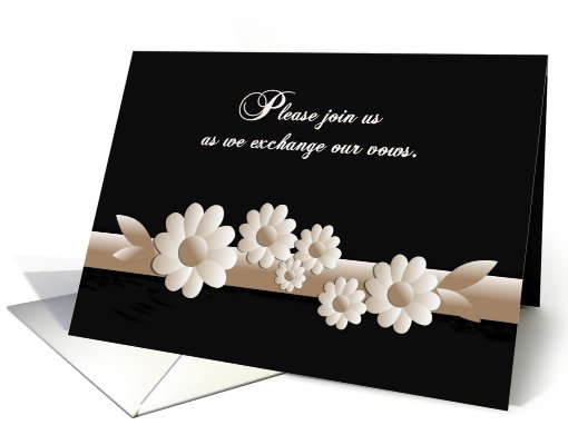 Wedding Invitation, bone and black, flowers card (808121)
