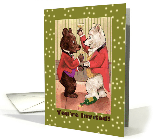 Invitation Coming Out Party Two Dressed Bears Champagne card (814619)