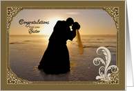 Congratulations, Wedding, Beach Sunset, from Sister to Brother card