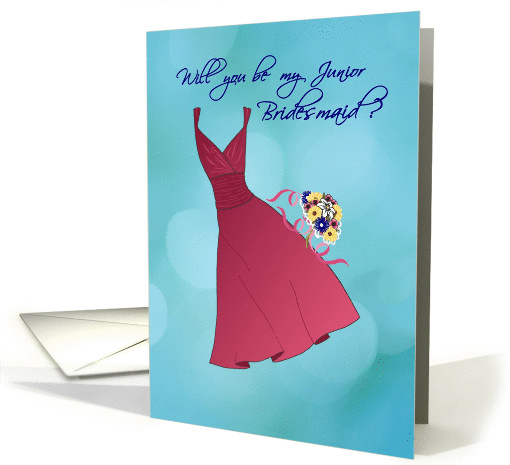 Jr. Bridesmaid, wedding invitation, red dress card (854854)