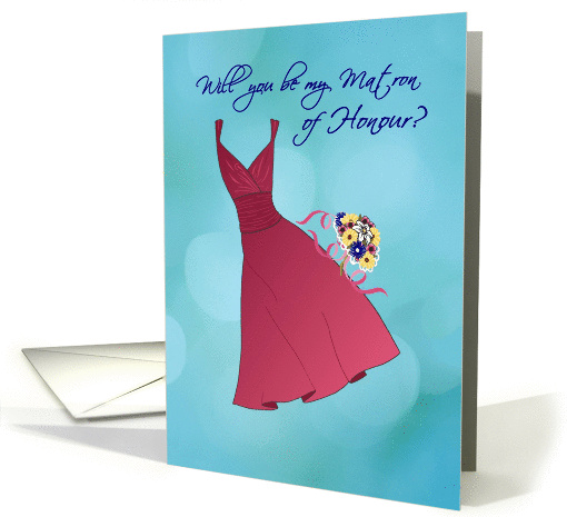 Matron of Honour, wedding invitation, red dress card (854900)