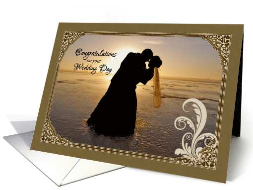 Congratulations on Wedding Day, Bride & Groom silhouette... (855073)