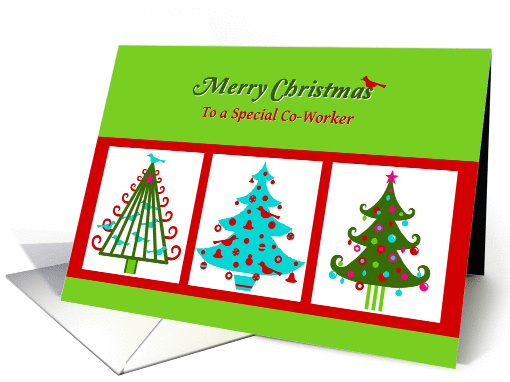 Christmas, for co-worker, Christmas trees card (867260)