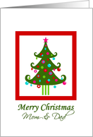 Christmas for Mom and Dad, Whimsical Christmas Tree card