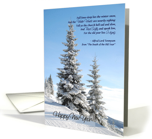 New Year, Snow on Conifers, Poem by Tennyson card (871593)